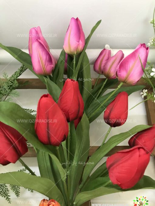 گل-مصنوعی-بوته-گلدار-گیاهان-پخش-مستقیم-مجموعه-پارادایس-کیفت بالا -رنگ میکس سرخابی