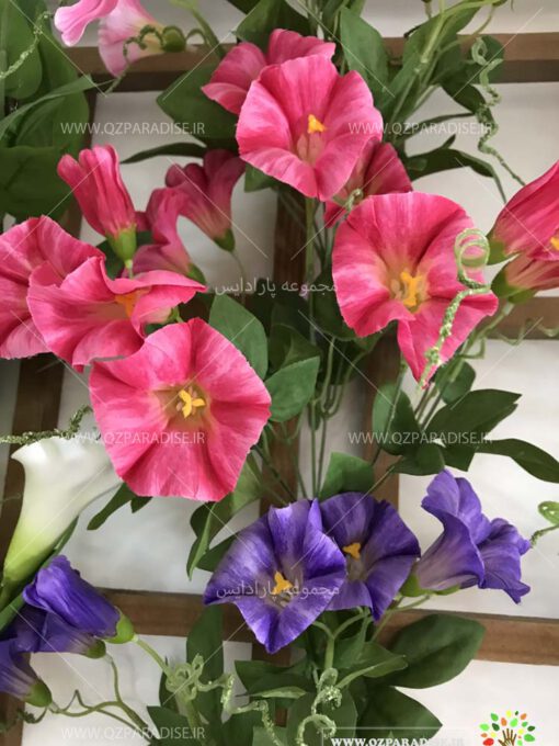 گل-مصنوعی-بوته-گلدار-گیاهان-پخش-مستقیم-مجموعه-پارادایس-کیفت بالا -رنگ بنفش و صورتی
