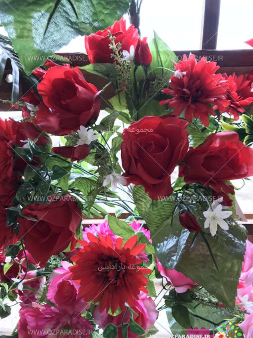 گل-مصنوعی-بوته-گلدار-گیاهان-پخش-مستقیم-مجموعه-پارادایس-کیفت بالا -رنگ قرمز