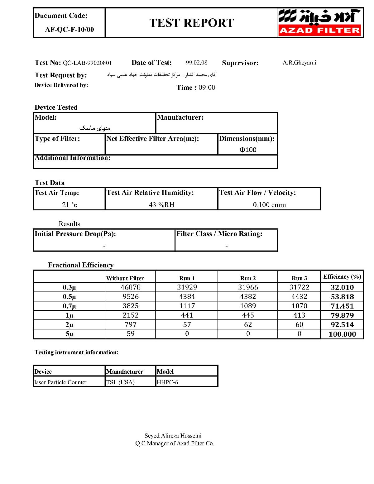 گزارش تست ماسک کرونا کوید 19 ویروس